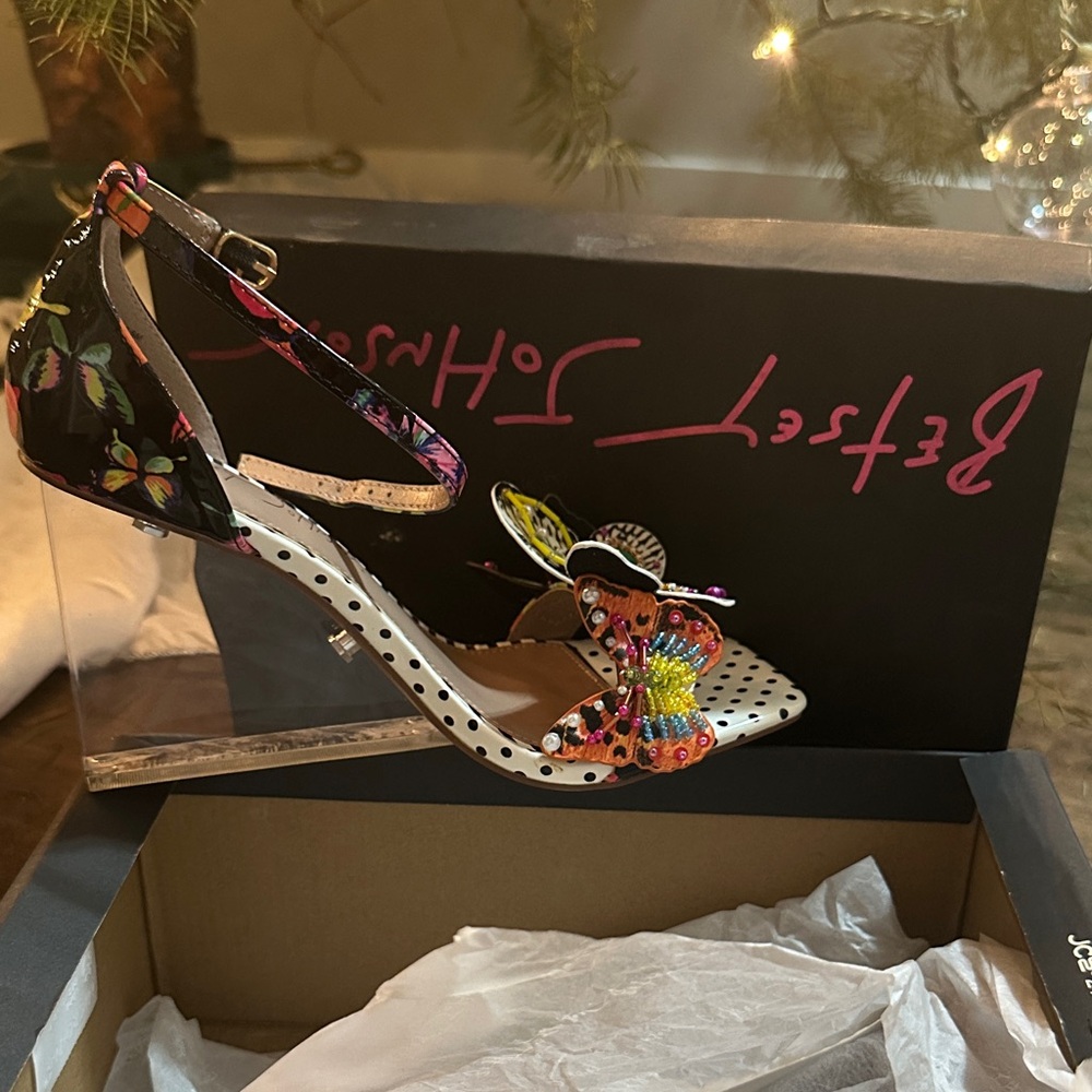 Betsey Johnson Multicolor Floral and Polka Dot Heels